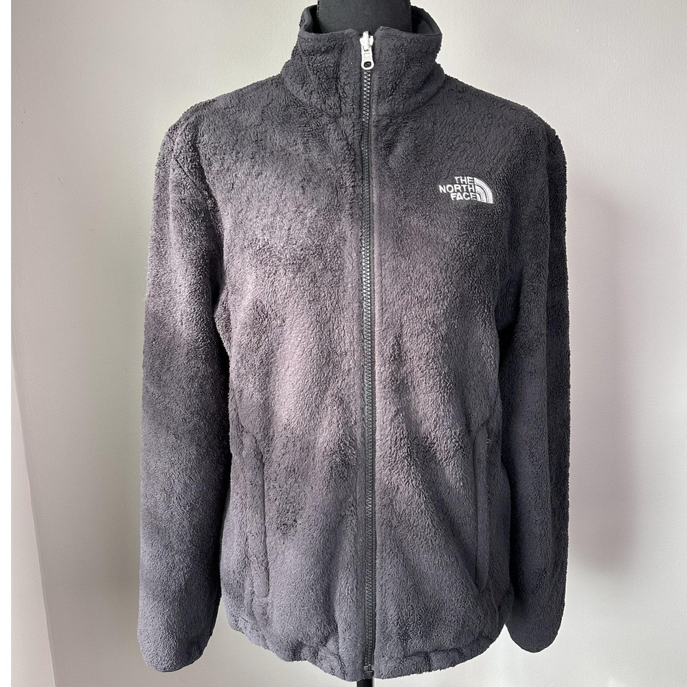 The North Face Jacket Womens Medium Black Fuzzy Fleece Full Zip Warm Cozy Gorp